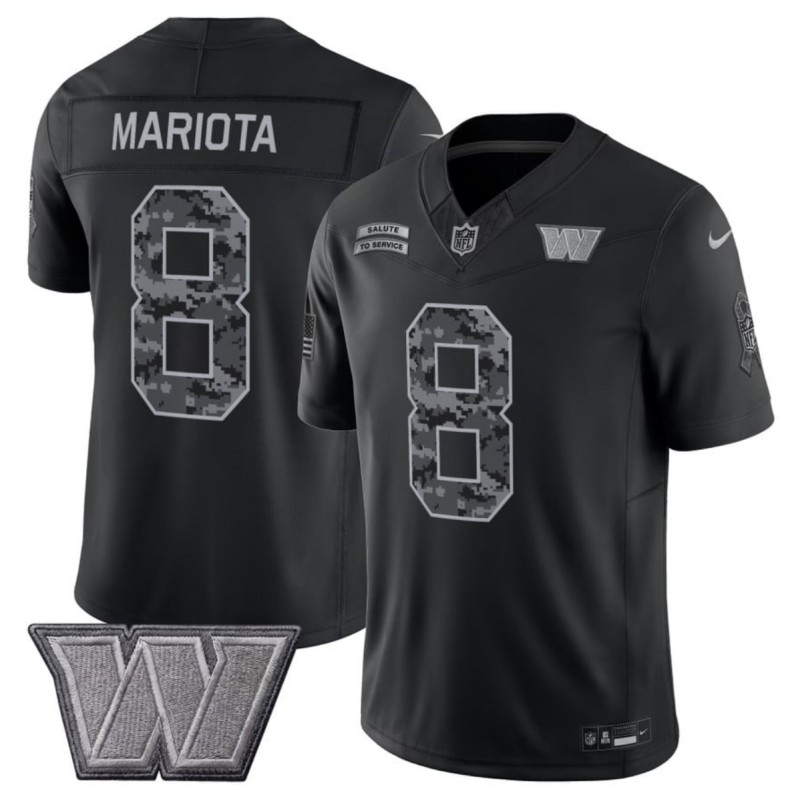 Men's Washington Commanders #8 Marcus Mariota Black F.U.S.E. 2026 Salute to Service Limited Stitched Football Jersey