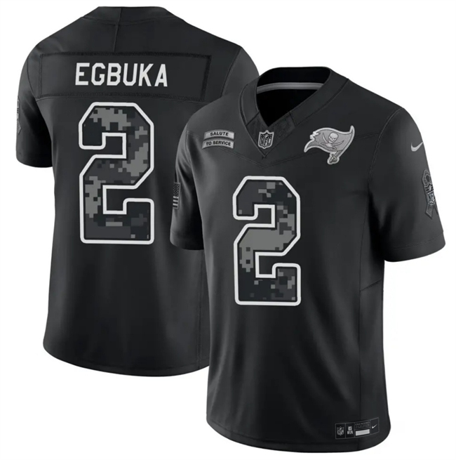 Men's Tampa Bay Buccaneers #2 Emeka Egbuka Black F.U.S.E. 2026 Salute to Service Limited Stitched Football Jersey