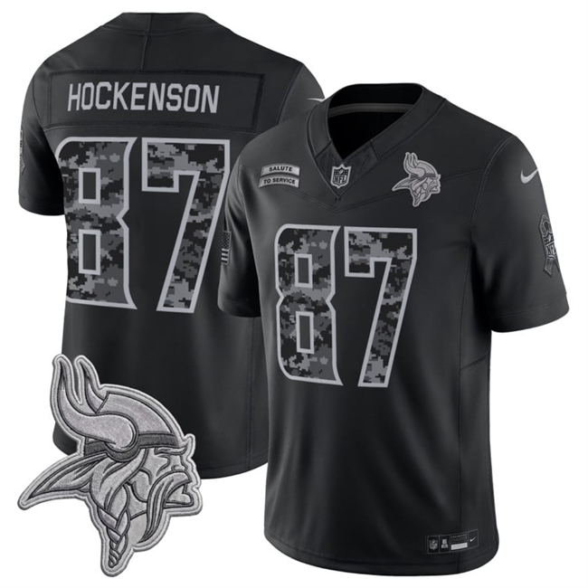 Men's Minnesota Vikings #87 T.J. Hockenson Black F.U.S.E. 2026 Salute to Service Limited Stitched Football Jersey
