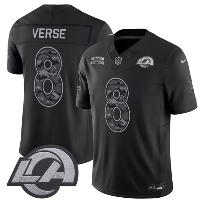 Men's Los Angeles Rams #8 Jared Verse Black F.U.S.E. 2026 Salute to Service Limited Stitched Football Jersey