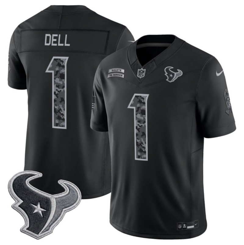 Men's Houston Texans #1 Tank Dell Black F.U.S.E. 2026 Salute to Service Limited Stitched Football Jersey