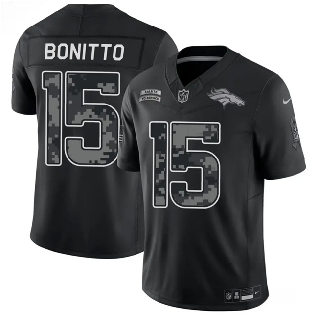 Men's Denver Broncos #15 Nik Bonitto Black F.U.S.E. 2026 Salute to Service Limited Stitched Football Jersey