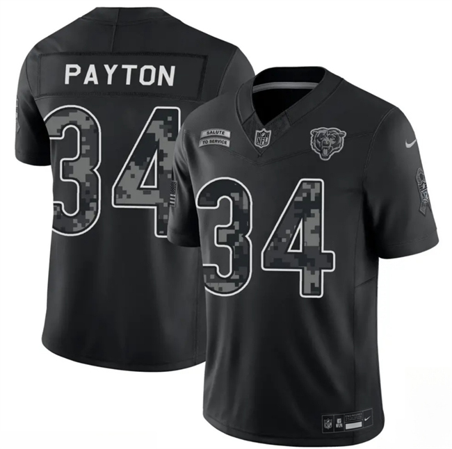 Men's Chicago Bears #34 Walter Payton Black F.U.S.E. 2026 Salute to Service Limited Stitched Football Jersey