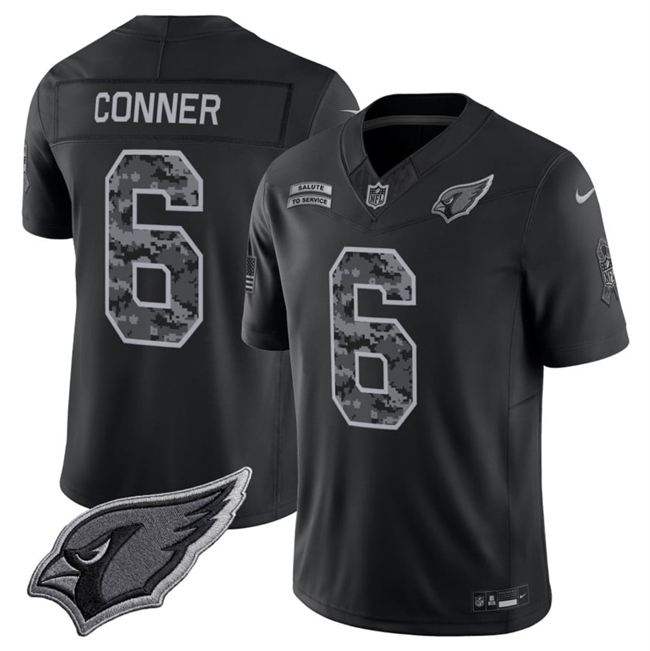 Men's Arizona Cardinals #6 James Conner Black F.U.S.E. 2026 Salute to Service Limited Stitched Football Jersey