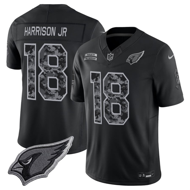 Men's Arizona Cardinals #18 Marvin Harrison Jr.  Black F.U.S.E. 2026 Salute to Service Limited Stitched Football Jersey