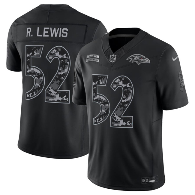 Men's Baltimore Ravens #52 Ray Lewis Black F.U.S.E. 2026 Salute to Service Limited Stitched Football Jersey