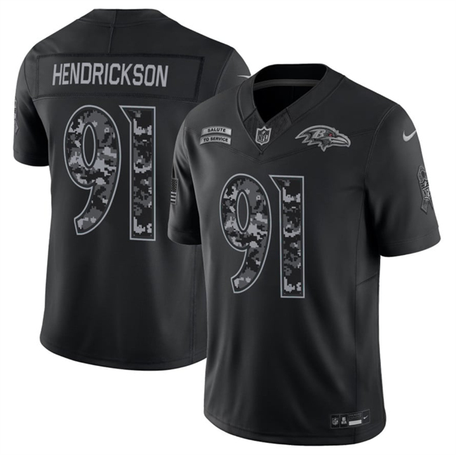 Men's Baltimore Ravens #91 Trey Hendrickson Black F.U.S.E. 2026 Salute to Service Limited Stitched Football Jersey
