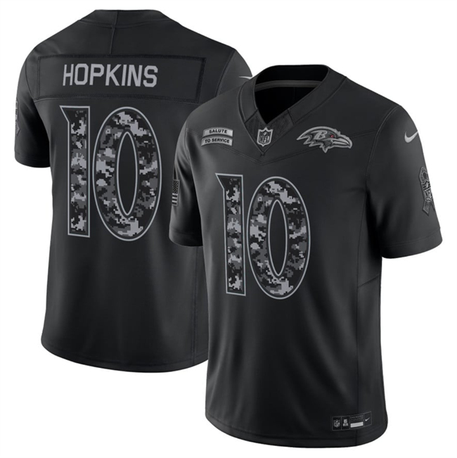 Men's Baltimore Ravens #10 DeAndre Hopkins Black F.U.S.E. 2026 Salute to Service Limited Stitched Football Jersey