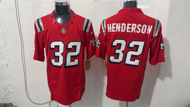 Men's New England Patriots #32 TreVeyon Henderson Red F.U.S.E. Vapor Limited Stitched Football Jersey
