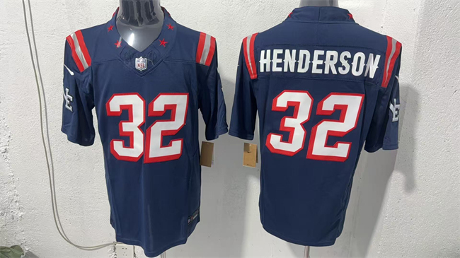 Men's New England Patriots #32 TreVeyon Henderson Navy F.U.S.E. Vapor Limited Stitched Football Jersey