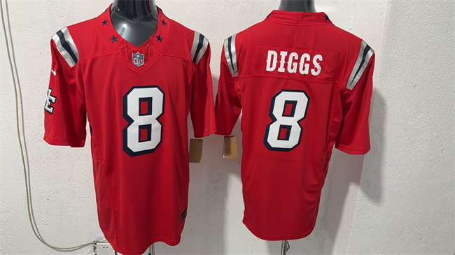 Men's New England Patriots #8 Stefon Diggs Red F.U.S.E. Vapor Limited Stitched Football Jersey