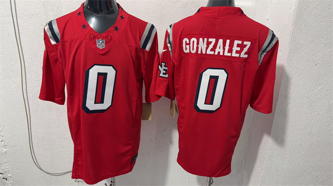 Men's New England Patriots #0 Christian Gonzalez Red F.U.S.E. Vapor Limited Stitched Football Jersey
