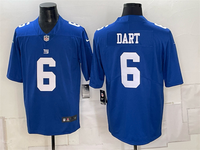 Men's New York Giants #6 Jaxson Dart Blue Vapor Untouchable Limited Stitched Jersey