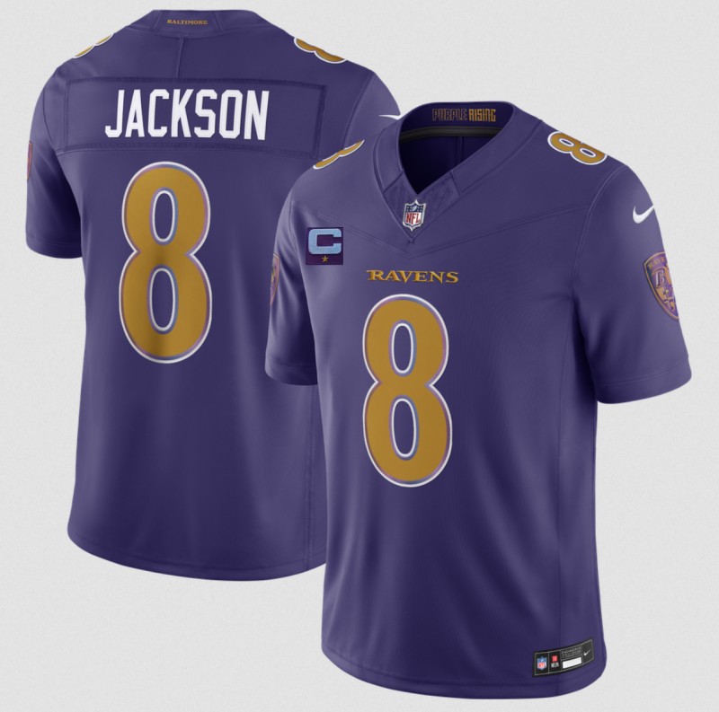 Men's Baltimore Ravens #8 Lamar Jackson Purple 2026 F.U.S.E. Alternate Vapor Stitched Limited Football Jersey
