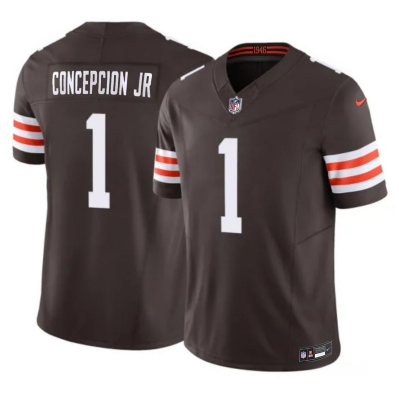 Men's Cleveland Browns #1 KC Concepcion Jr Brown 2026 F.U.S.E. Vapor Limited Stitched Football Jersey