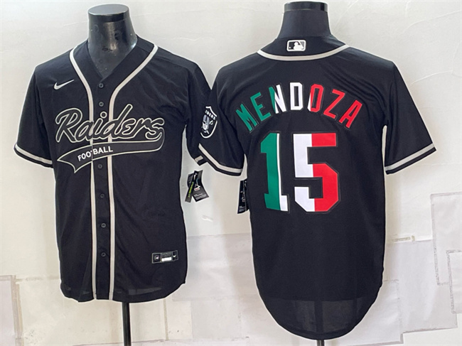 Men's Las Vegas Raiders #15 Fernando Mendoza Black Mexico Cool Base Stitched Baseball Jerseys