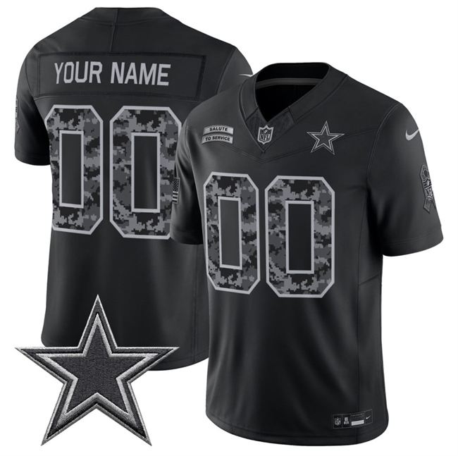 Men & Women & Youth Dallas Cowboys Active Player Custom Black F.U.S.E. 2026 Salute to Service Limited Stitched Football Jersey