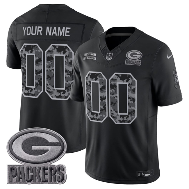 Men & Women & Youth Green Bay Packers Active Player Custom Black F.U.S.E. 2026 Salute to Service Limited Stitched Football Jersey