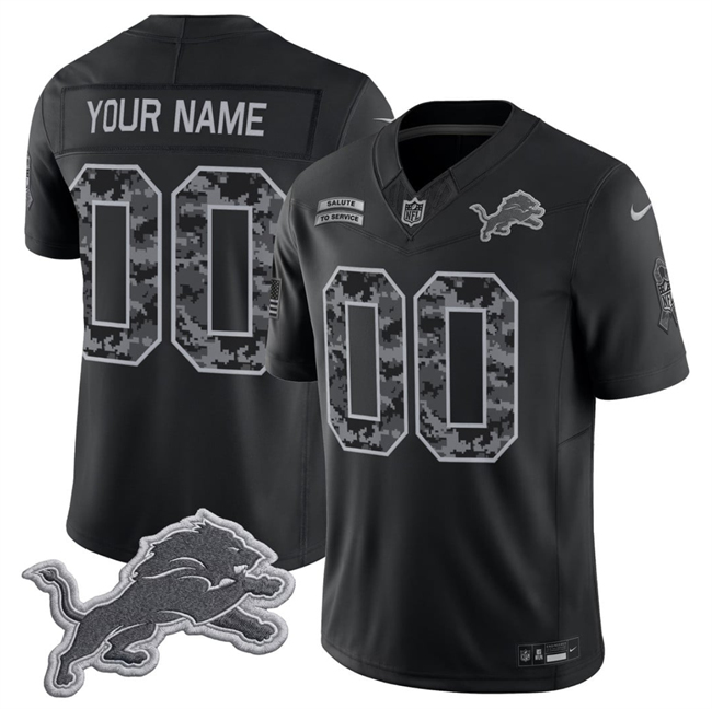 Men & Women & Youth Detroit Lions Active Player Custom Black F.U.S.E. 2026 Salute to Service Limited Stitched Football Jersey
