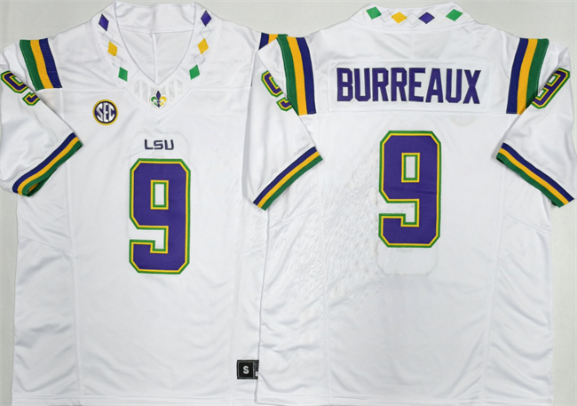 Men's LSU Tigers #9 Joe Burreaux White 2026 F.U.S.E. Stitched Jersey