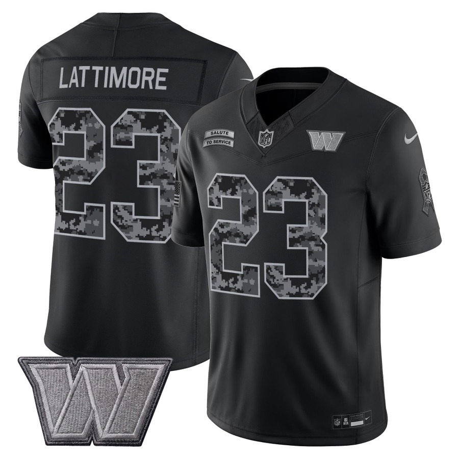 Men's Washington Commanders #23 Marshon Lattimore Black F.U.S.E. 2026 Salute to Service Limited Stitched Football Jersey