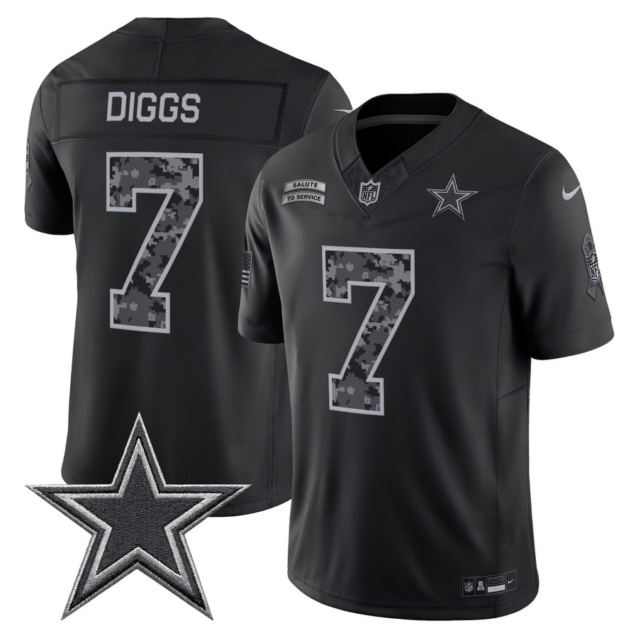 Men's Dallas Cowboys #7 Trevon Diggs Black F.U.S.E. 2026 Salute to Service Limited Stitched Football Jersey