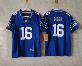 Men's Seattle Seahawks #16 Trevon Diggs Royal Nike Throwback Limited Jersey