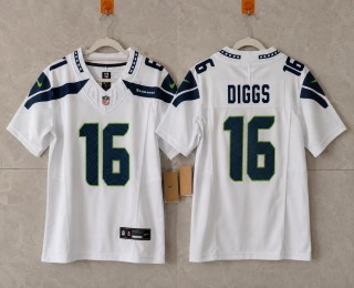 Men's Seattle Seahawks #16 Trevon Diggs Nike White Limited Jersey