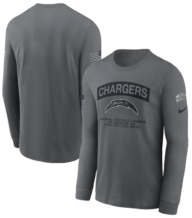 Men's Los Angeles Chargers Gray 2026 Salute to Service Long Sleeve T-Shirt