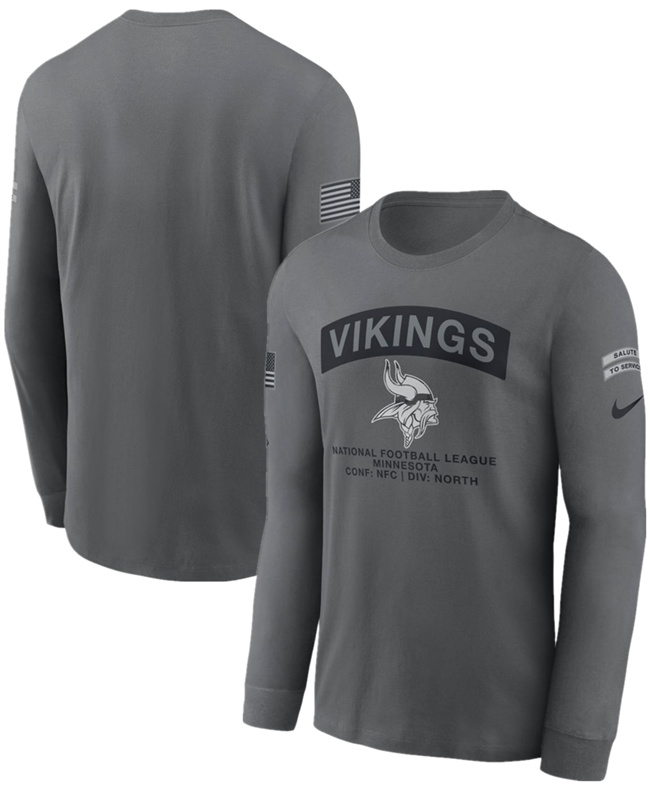 Men's Minnesota Vikings Gray 2026 Salute to Service Long Sleeve T-Shirt