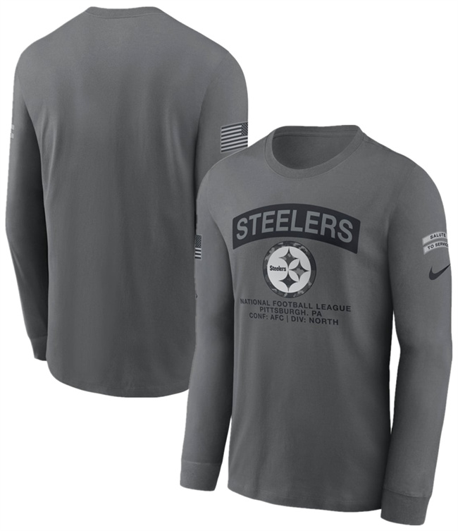 Men's Pittsburgh Steelers Gray 2026 Salute to Service Long Sleeve T-Shirt