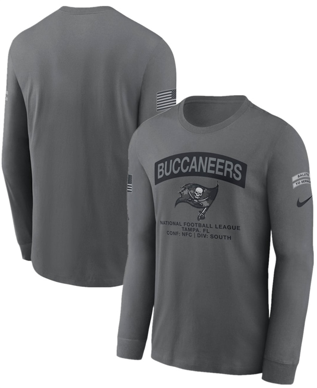 Men's Tampa Bay Buccaneers Gray 2026 Salute to Service Long Sleeve T-Shirt