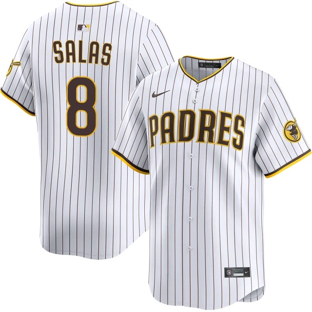 Men's San Diego Padres #8 Ethan Salas White Nike Limited Stitched Baseball Jerseys