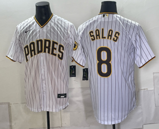 Men's San Diego Padres #8 Ethan Salas White Nike Limited Stitched Baseball Jersey
