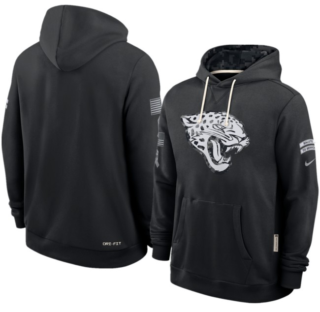 Men's Jacksonville Jaguars Black 2026 Salute to Service Sideline Dri-FIT Pullover Hoodie