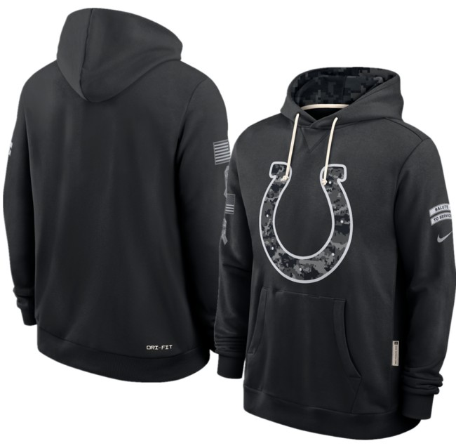 Men's Indianapolis Colts Black 2026 Salute to Service Sideline Dri-FIT Pullover Hoodie