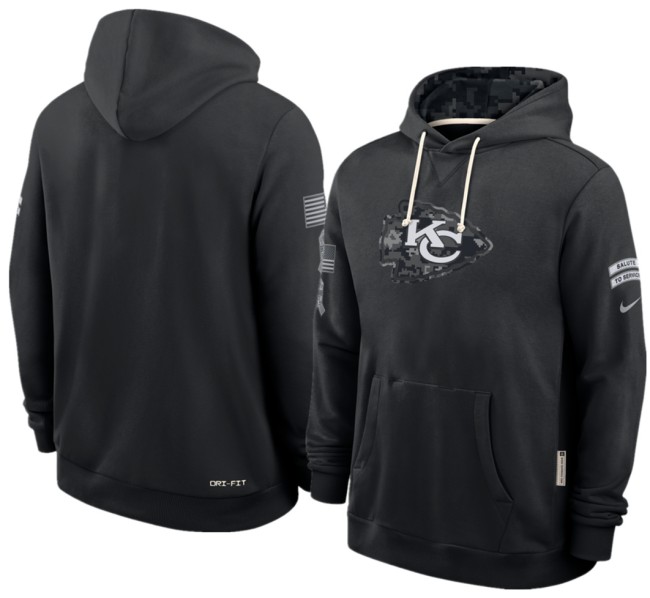 Men's Kansas City Chiefs Black 2026 Salute to Service Sideline Dri-FIT Pullover Hoodie