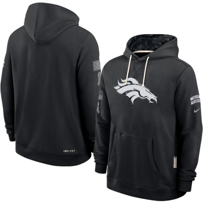 Men's Denver Broncos Black 2026 Salute to Service Sideline Dri-FIT Pullover Hoodie