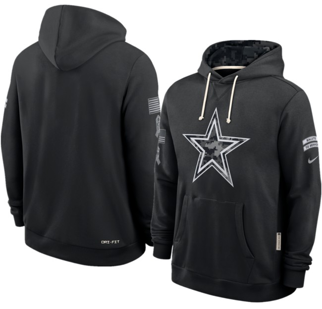 Men's Dallas Cowboys Black 2026 Salute to Service Sideline Dri-FIT Pullover Hoodie