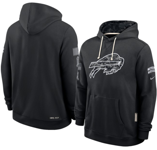 Men's Buffalo Bills Black 2026 Salute to Service Sideline Dri-FIT Pullover Hoodie