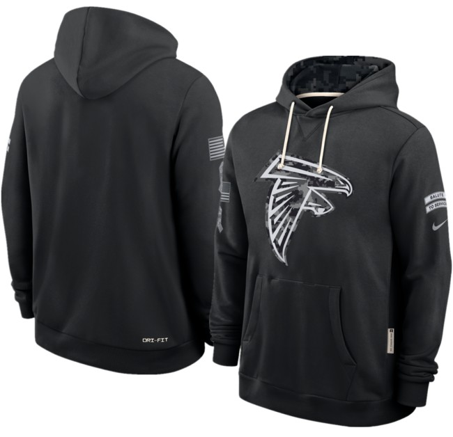 Men's Atlanta Falcons Black 2026 Salute to Service Sideline Dri-FIT Pullover Hoodie