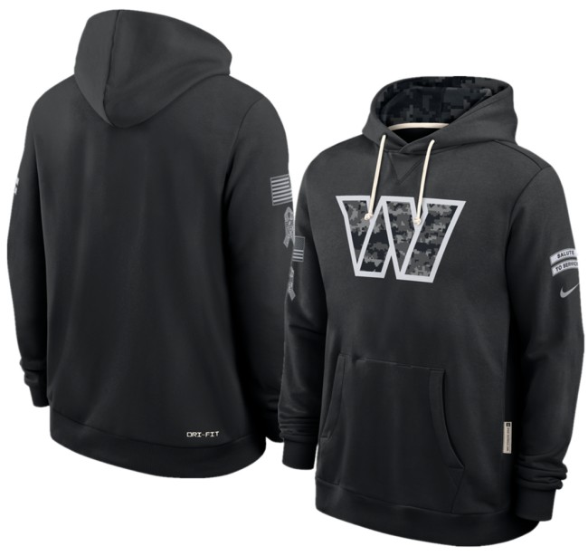 Men's Washington Commanders Black 2026 Salute to Service Sideline Dri-FIT Pullover Hoodie