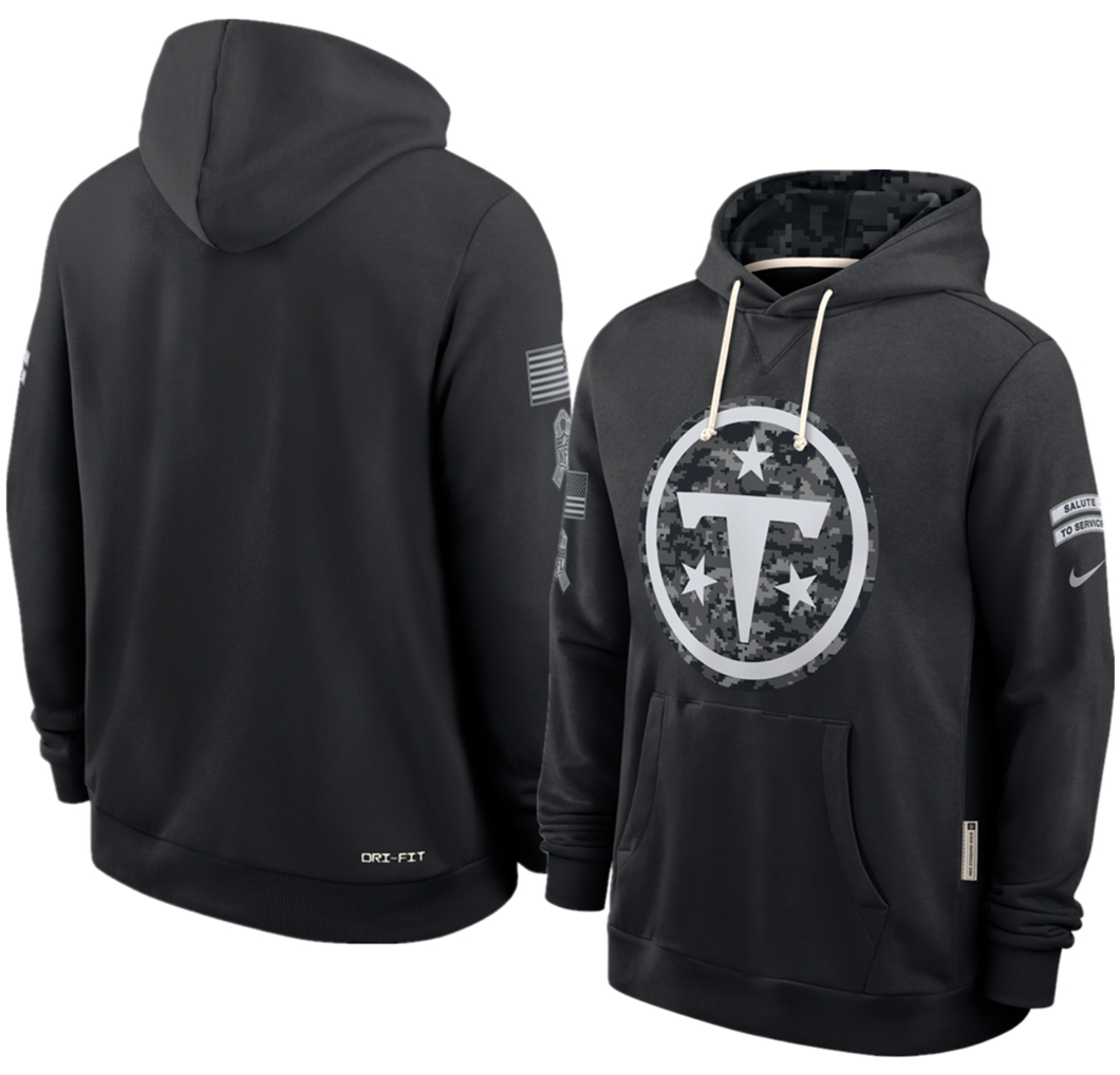 Men's Tennessee Titans Black 2026 Salute to Service Sideline Dri-FIT Pullover Hoodie