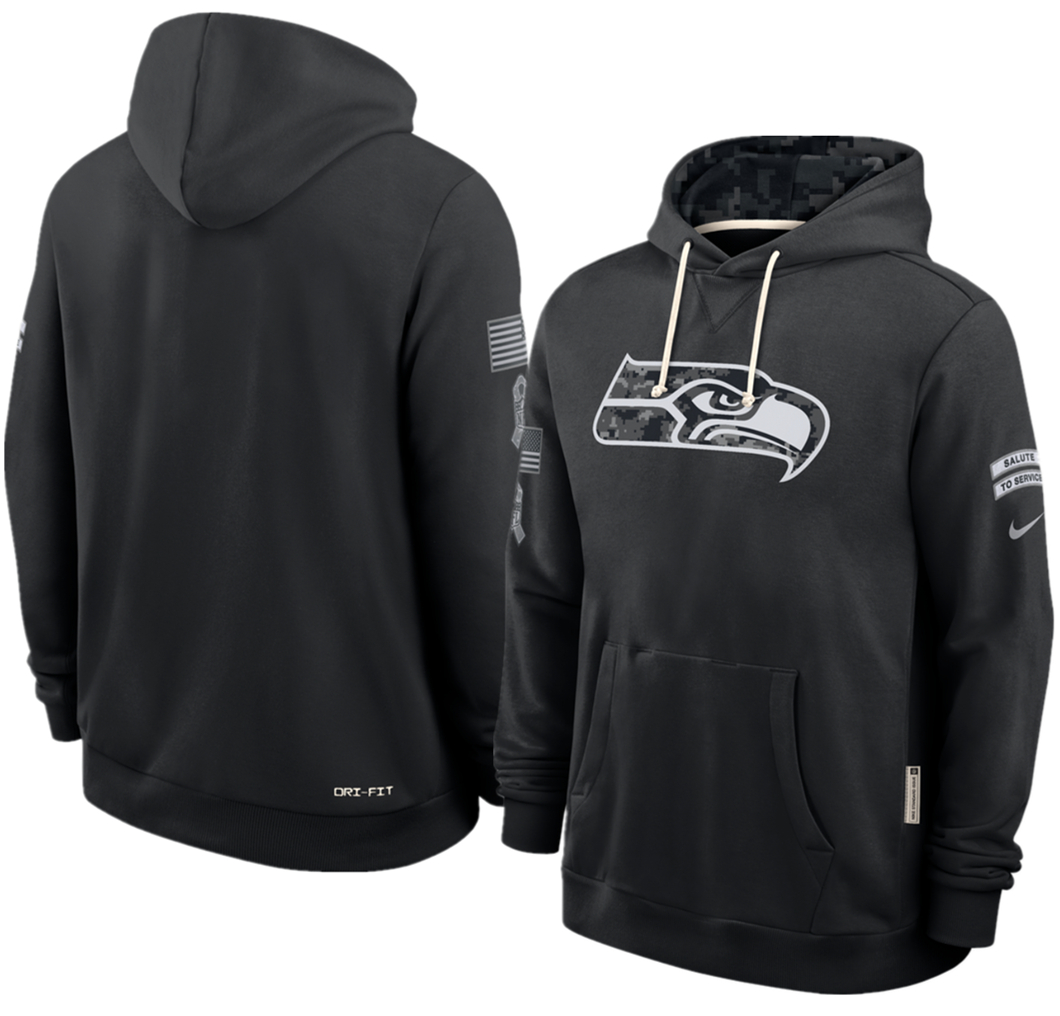Men's Seattle Seahawks Black 2026 Salute to Service Sideline Dri-FIT Pullover Hoodie