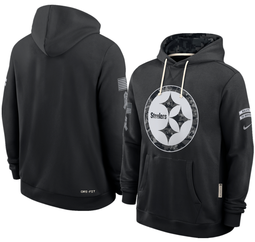 Men's Pittsburgh Steelers Black 2026 Salute to Service Sideline Dri-FIT Pullover Hoodie
