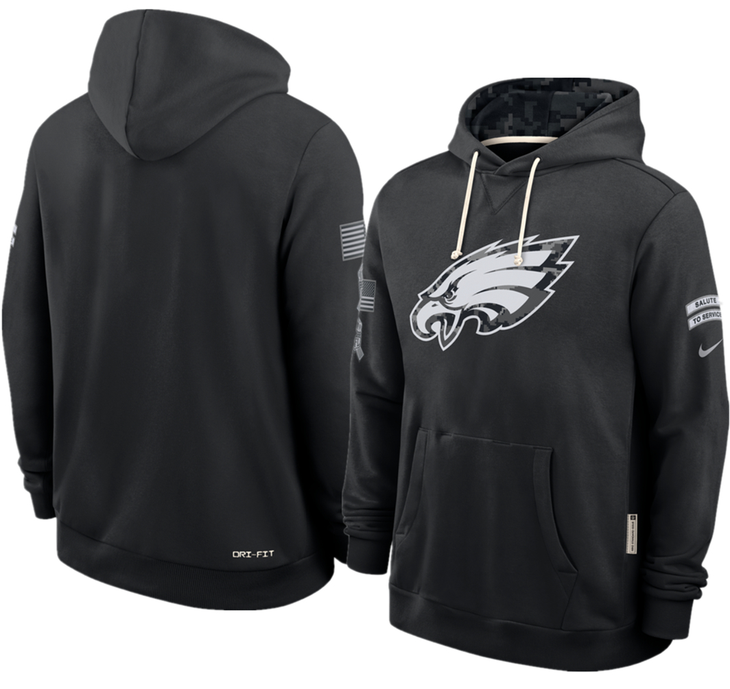 Men's Philadelphia Eagles Black 2026 Salute to Service Sideline Dri-FIT Pullover Hoodie
