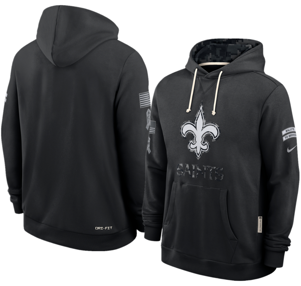 Men's New Orleans Saints Black 2026 Salute to Service Sideline Dri-FIT Pullover Hoodie