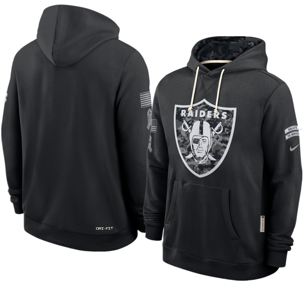 Men's Las Vegas Raiders Black 2026 Salute to Service Sideline Dri-FIT Pullover Hoodie