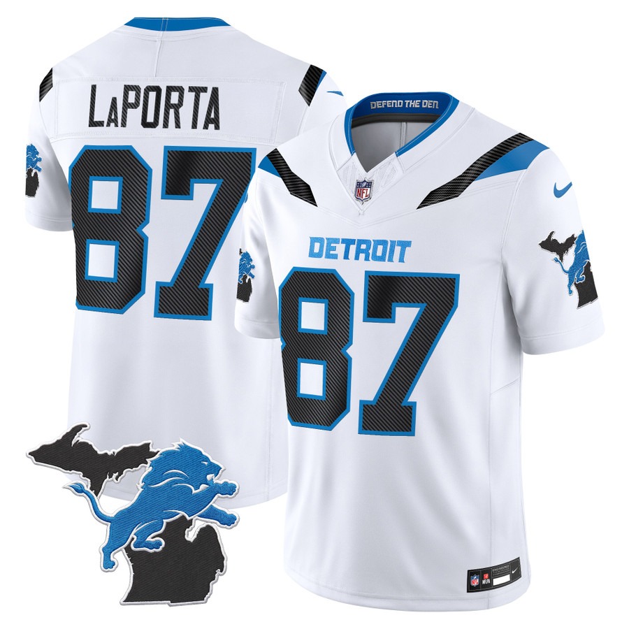 Men & Women & Youth Detroit Lions #87 Sam Laporta White 2026 Rivalries Vapor Limited Jersey - Michigan Patch - All Stitched