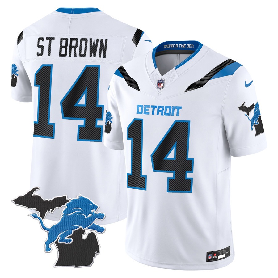 Men & Women & Youth Detroit Lions #14 Amon-Ra St. Brown White 2026 Rivalries Vapor Limited Jersey - Michigan Patch - All Stitched